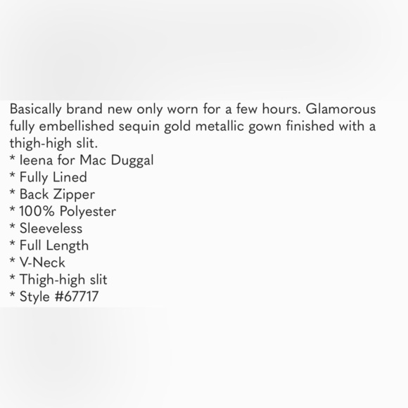 Mac Duggal Gold Sequin Maxi Dress gown Bridesmaid Wedding prom - Picture 8 of 8